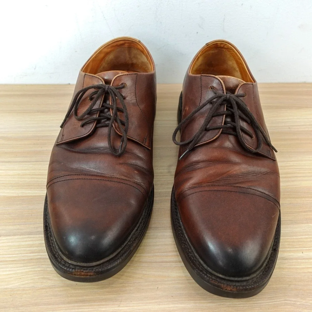 Vintage POLO Ralph Lauren Cap Toe Shoes Mens 10 D Tan Full Grain Calfskin VIBRAM